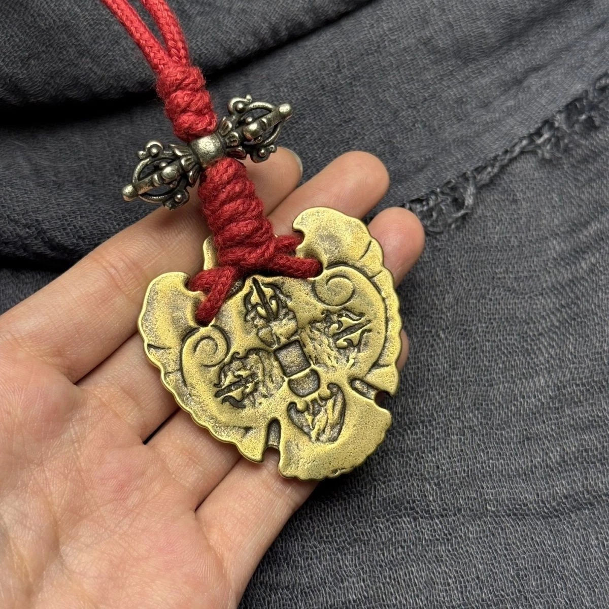 Tibetan Brass Garuda Spreading Wings Bird Pendant Amulet Collectible 07FC0E-D4 - KOEEK