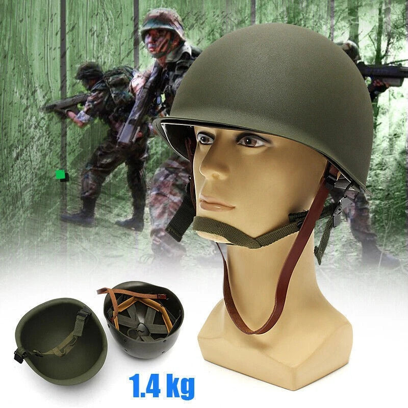 WW2 USA Military Steel ABS M1 Helmet WWII Outdoor Army Equipment Hat 07FC0E-D4 - KOEEK