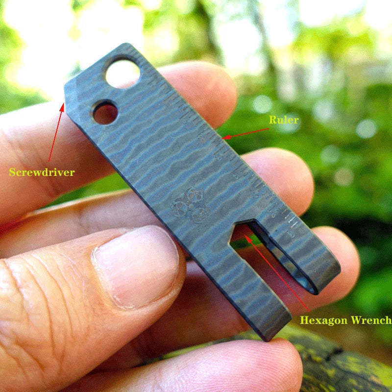 Titanium Money Clip Metal Pocket Holder Wallet Credit Card w/ Ruler Wrench Tool 07FC0E-D4 - KOEEK