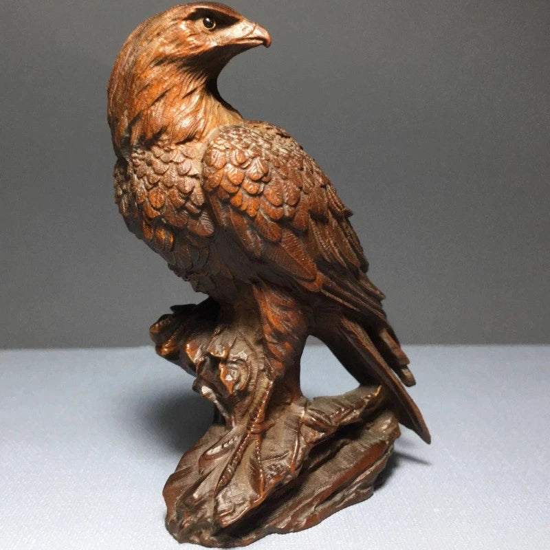 9cm Retro Wood Carving Eagle Ornament Home Furnishings Decoration Handicraft 07FC0E-D4 - KOEEK