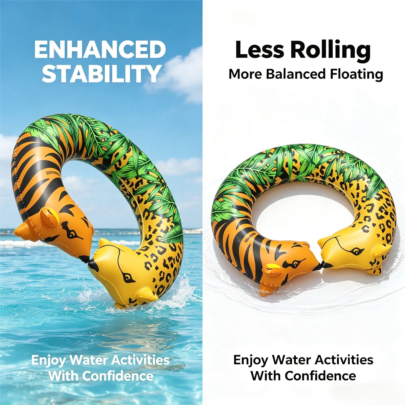 Jungle Print Inflatable Swim Tube 43x35 Heavy Duty Pool Float for Adults & Teens 07FC0E-D4 - KOEEK