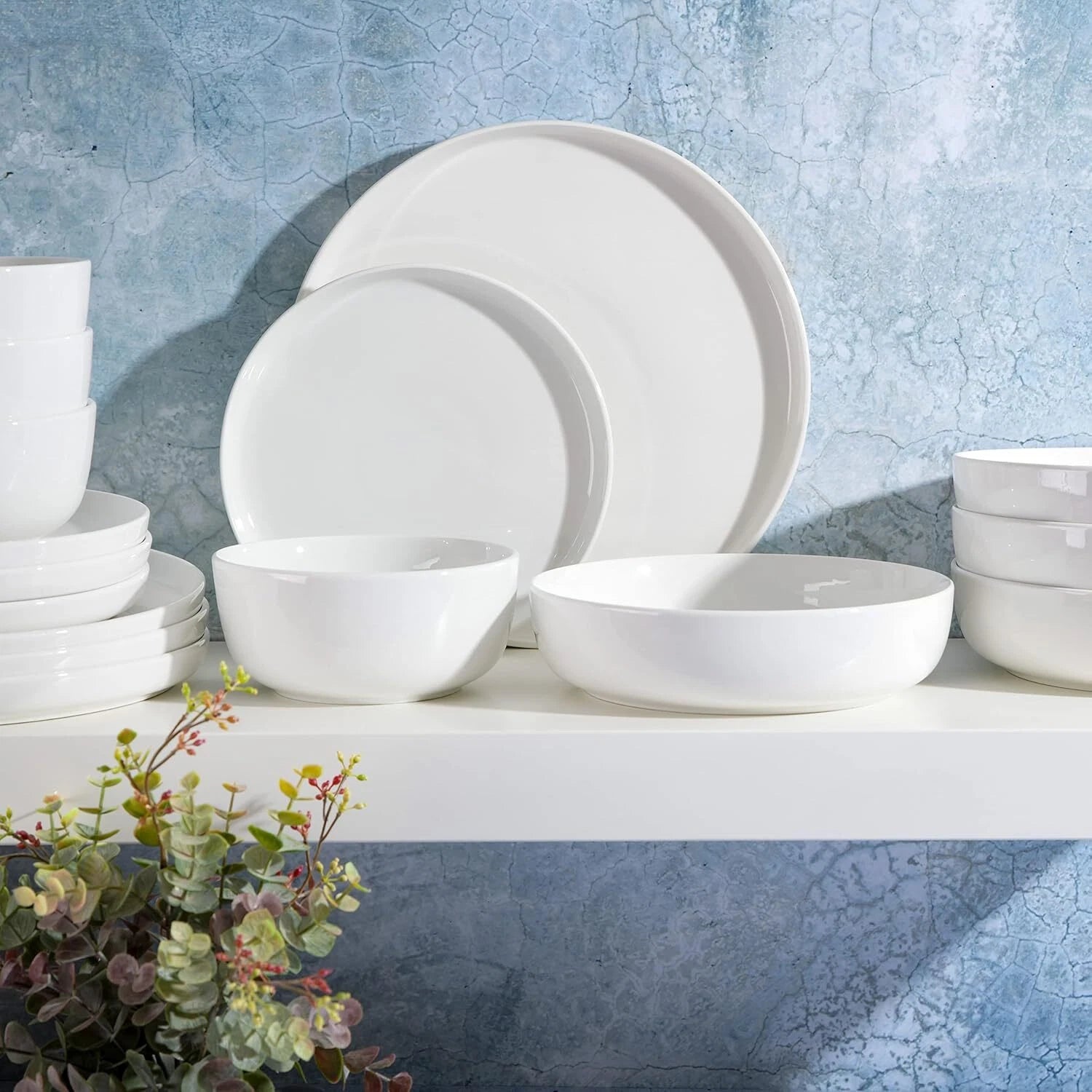 Ceramic Chip and Scratch Resistant Dinnerware Set, 4 Servings,Plate and Bowl Set 07FC0E-D4 - KOEEK