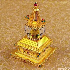 14.5cm Copper Ancient Buddhist Stupa Buddha Tower Decor  Home Design 07FC0E-D4 - KOEEK