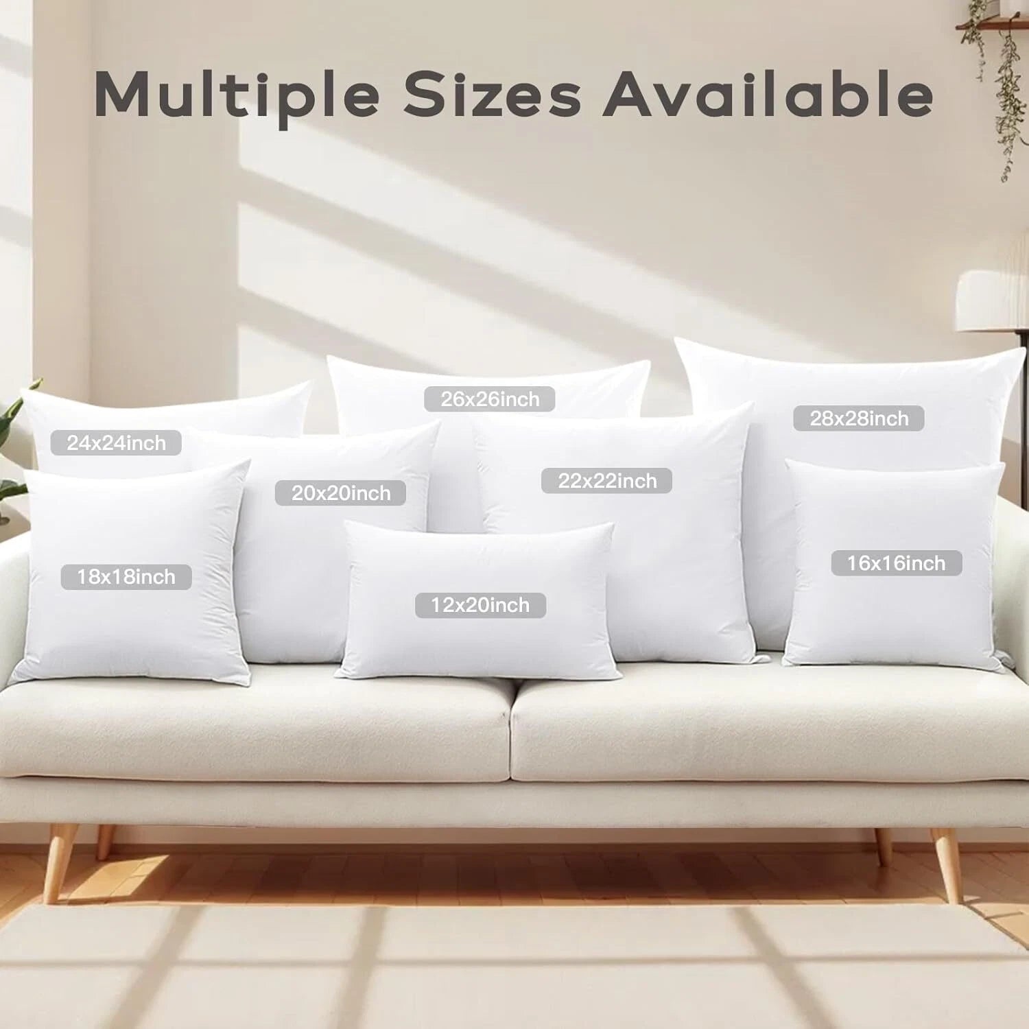 Set of 2 down feather pillowcases, soft and fluffy,  downproof cotton cover 07FC0E-D4 - KOEEK