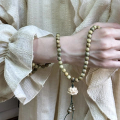 6mm 108 Beads Mala Bracelet Green Sandalwood Lotus Carved Unisex Buddhist Prayer 07FC0E-D4 - KOEEK