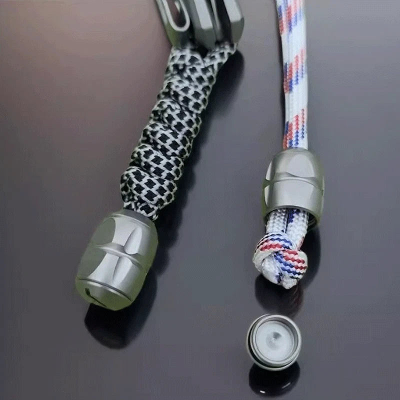 EDC Titanium Alloy Removable Knife Lanyard Bead Parachute Pendant DIY Keychain 07FC0E-D4 - KOEEK