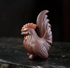 Yixing Handmade Sculpture Purple Clay Tea Pet Chicken Model Statue Tea Decors 07FC0E-D4 - KOEEK