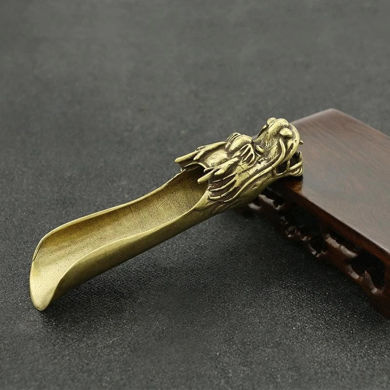 Brass Dragon Tea Scoop Handmade Tea Spoon Tea Ceremony Tea Tool Accessory 07FC0E-D4 - KOEEK
