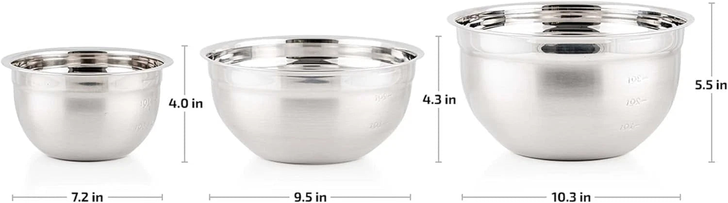 Set of 3 stainless steel nesting bowls with lids 07FC0E-D4 - KOEEK