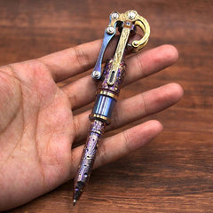 Titanium Meteorite Pattern Mechanical Signature Pen Tactical Ballpint Pen EDC 07FC0E-D4 - KOEEK