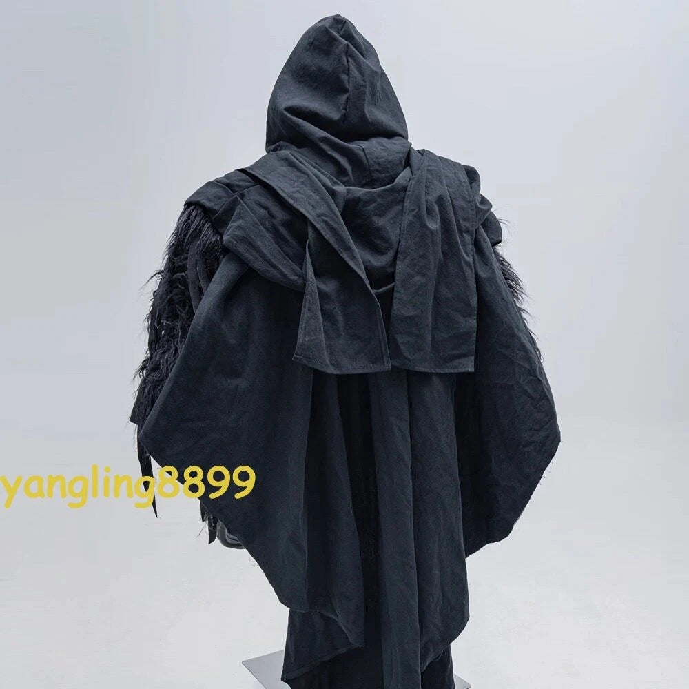 Black Industrial Retro Cotton Linen Cape Collar Shawl Natural Vintage Cosplay 07FC0E-D4 - KOEEK