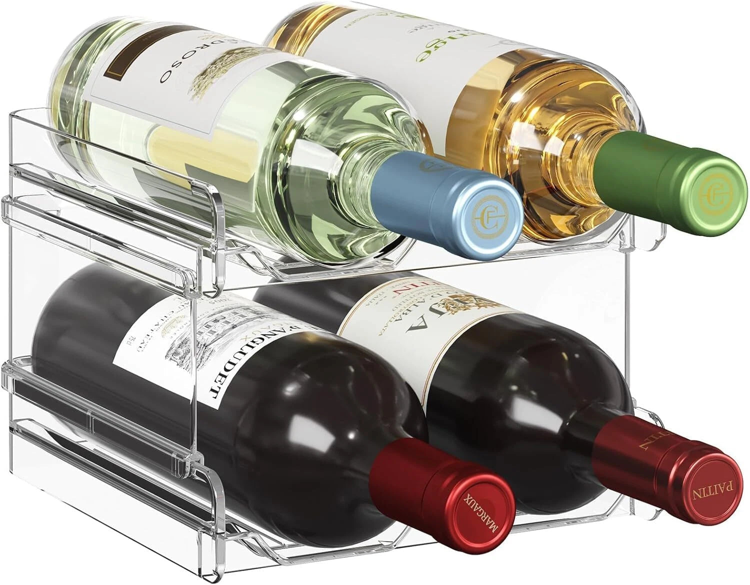 Plastic Stackable Wine Rack for Refrigerator, Cabinet, Countertop,Wine Bottle 07FC0E-D4 - KOEEK