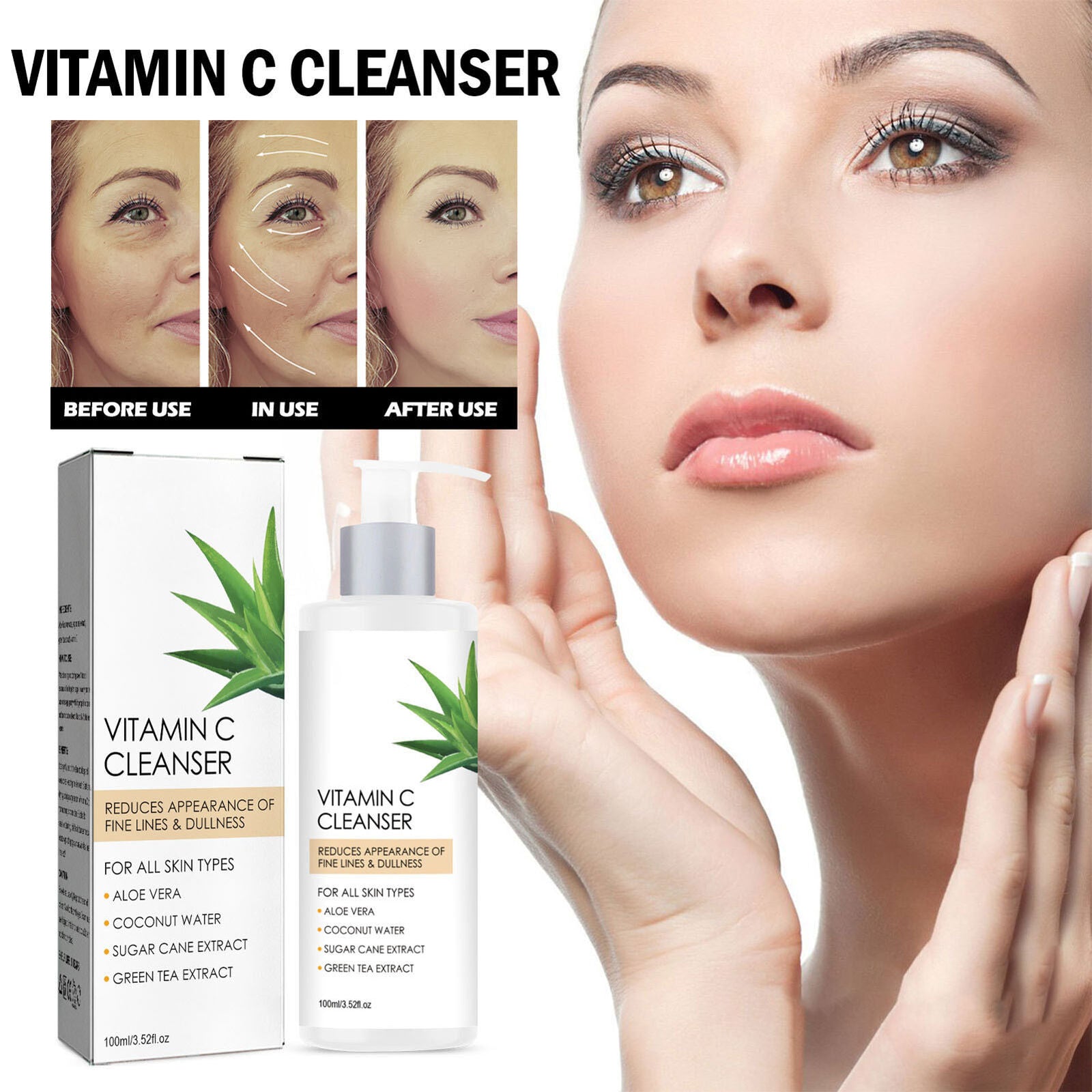 new 2pcs 100ml Vitamin C Facial Cleanser Deep Cleansing Brightening Face Wash koeek - KOEEK