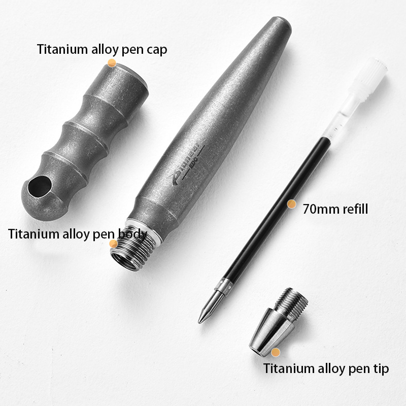 EDC Titanium Alloy Keychain Pen Ballpoint Pen Outdoor Camping Signature Gel Pen 07FC0E-D4 - KOEEK