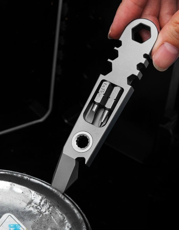 Titanium Alloy Pocket Pry Bar Ratchet Wheel Crowbar Outdoor Multi Tools EDC 07FC0E-D4 - KOEEK