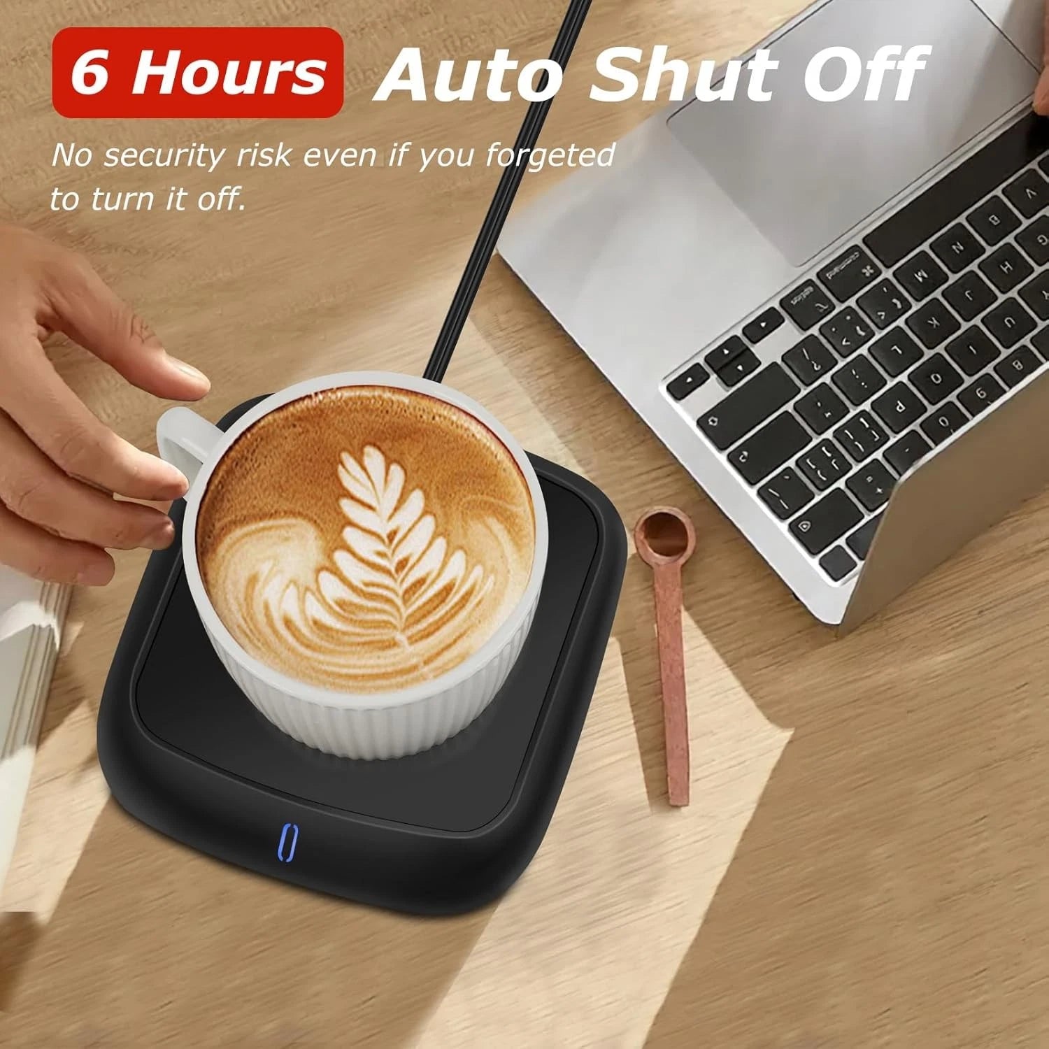 Large candle warmer with 6-hour automatic shut-off function, coffee cup warmer 07FC0E-D4 - KOEEK