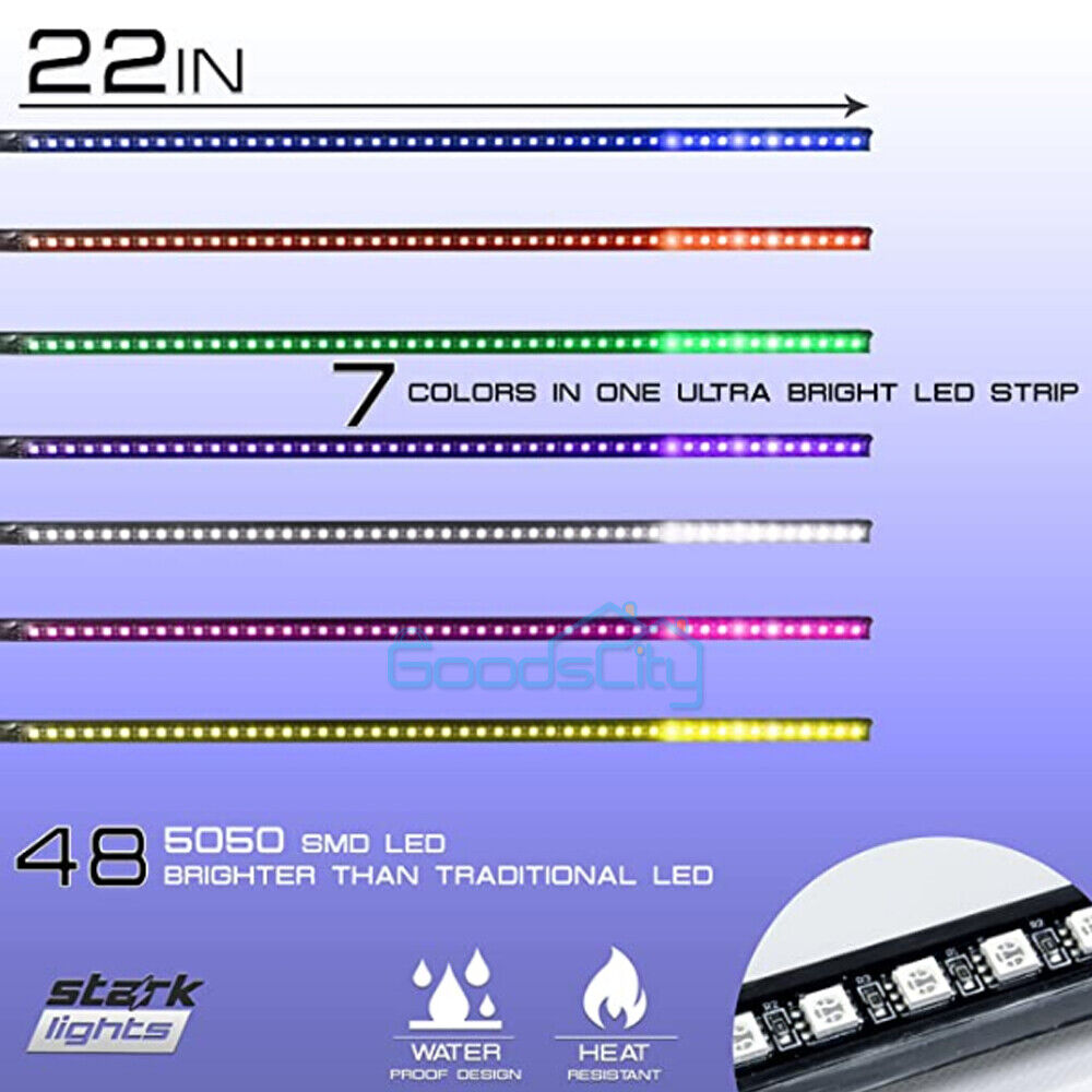 ny 22 tommer 48-LED RGB LED Knight Rider Scanner Belysning Bil Interiør Udvendig indretning