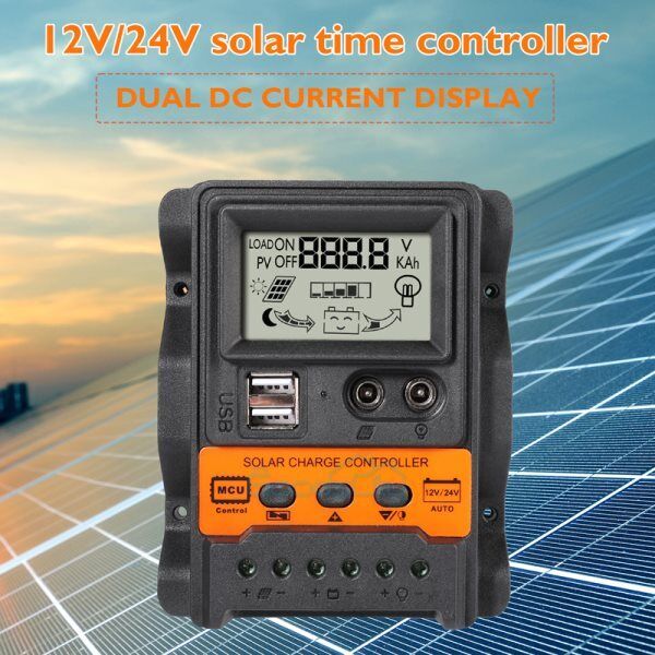 ny 12/24V 80/100A MPPT Solar Charge Controller Panel Batteri LCD Regulator Dual USB