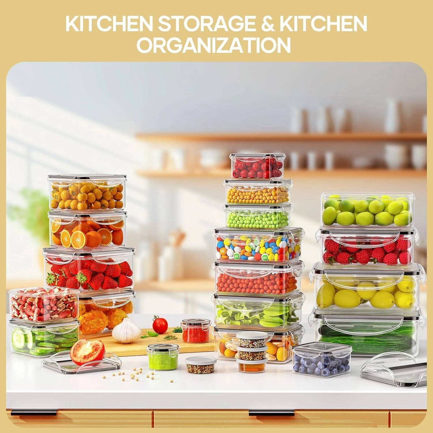 50-Piece Food Storage Containers with Lids (25 Containers & 25 Lids), Airtight 07FC0E-D4 - KOEEK