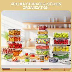 50-Piece Food Storage Containers with Lids (25 Containers & 25 Lids), Airtight 07FC0E-D4 - KOEEK