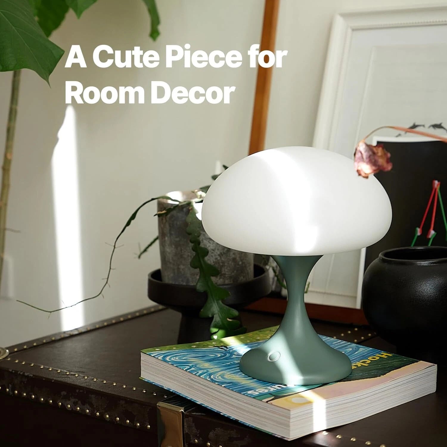 Mushroom Lamp, 5 Watt LED Cordless Rechargeable Table Lamp, Green 07FC0E-D4 - KOEEK