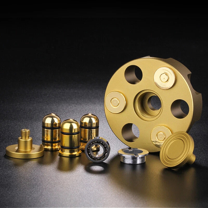 Brass Revolver Bullets Finger Spinner Spinning Top Fidget Pocket EDC Toy Gift 07FC0E-D4 - KOEEK