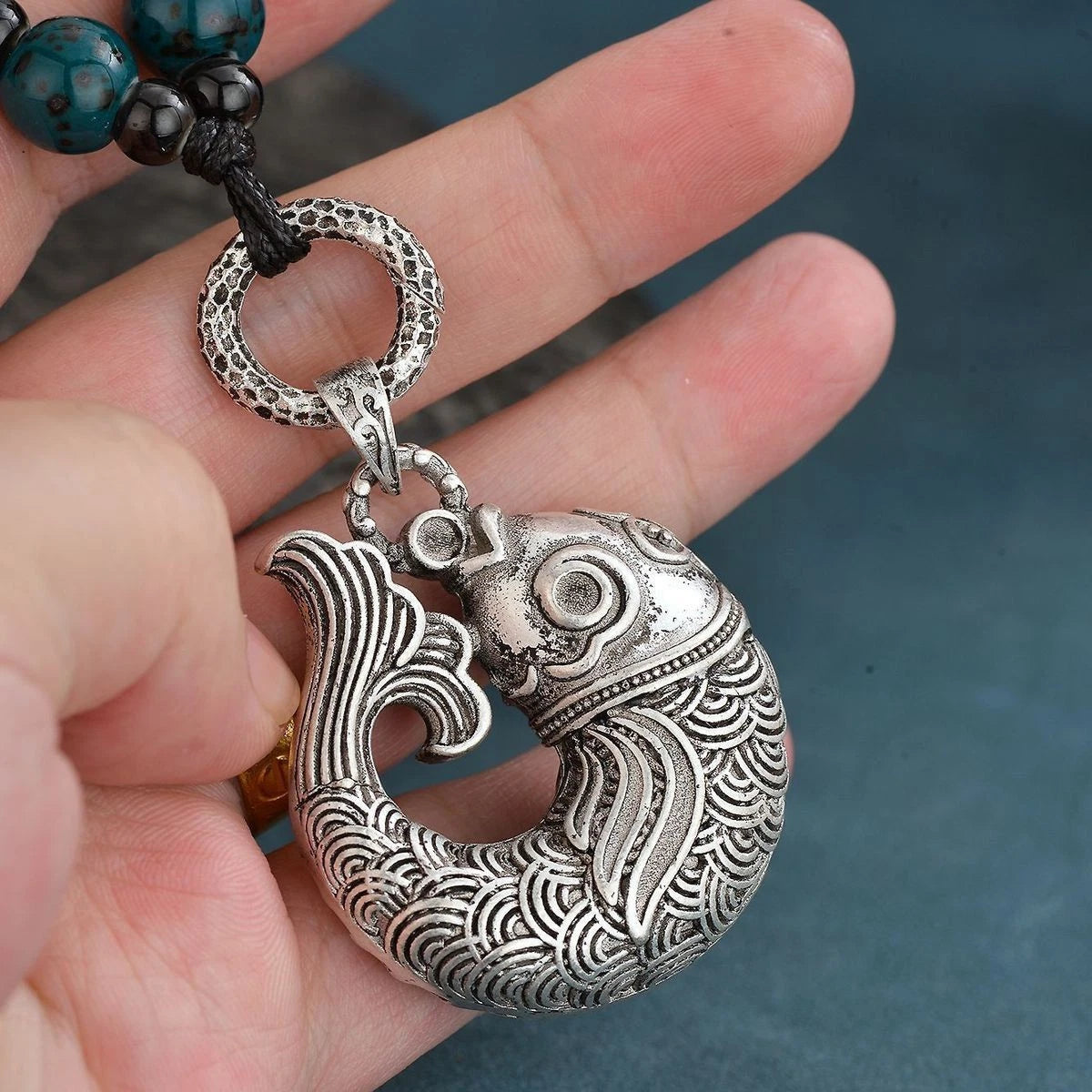 Chinese Style Vintage Koi Pendant Necklace Ethnic Sweater Chain Women 07FC0E-D4 - KOEEK