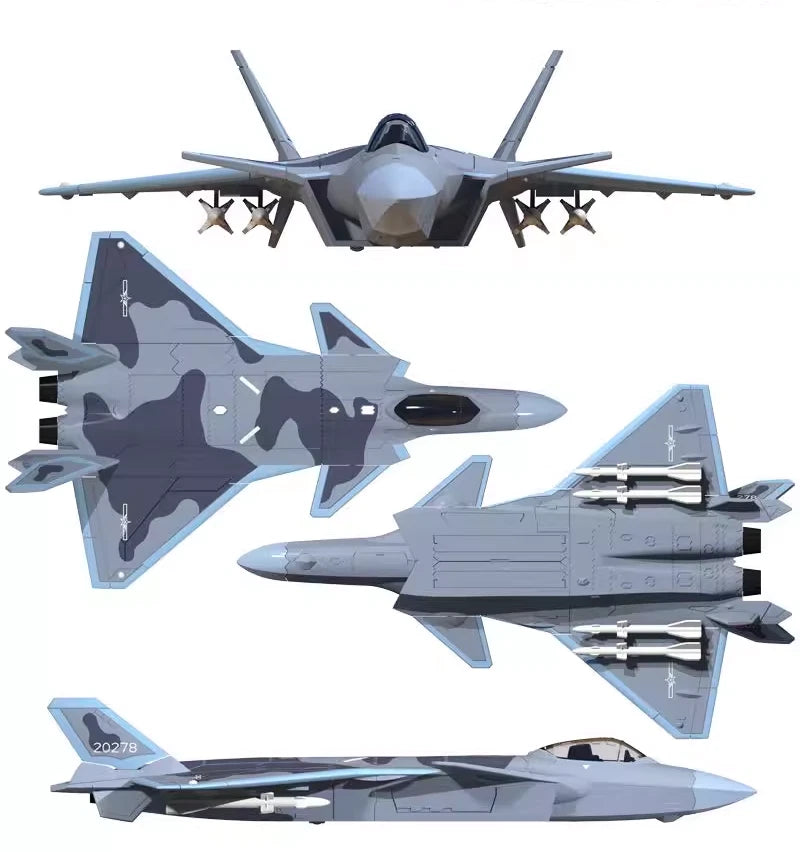 1/72 PLA J-20 Fighter Plastic Painted Unassembled Toy Model 07FC0E-D4 - KOEEK