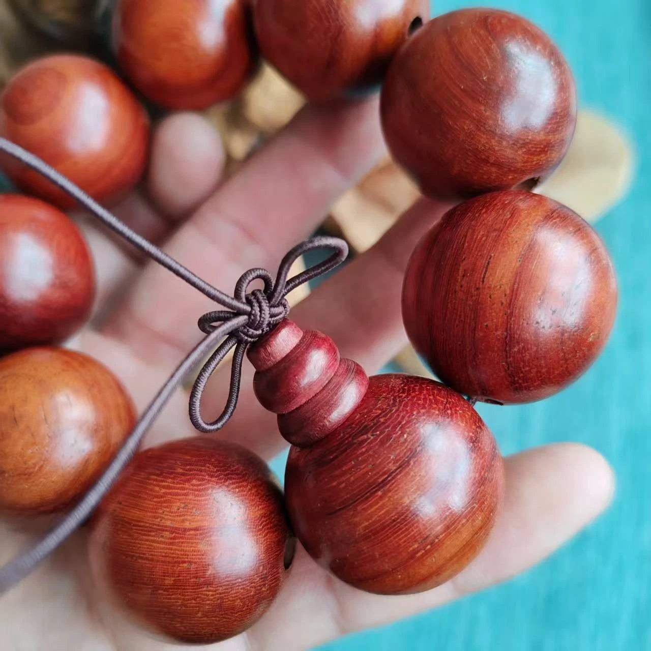 30mm Natural Red Rosewood Buddhist Prayer Beads Blessing Bracelet Accessory Gift 07FC0E-D4 - KOEEK