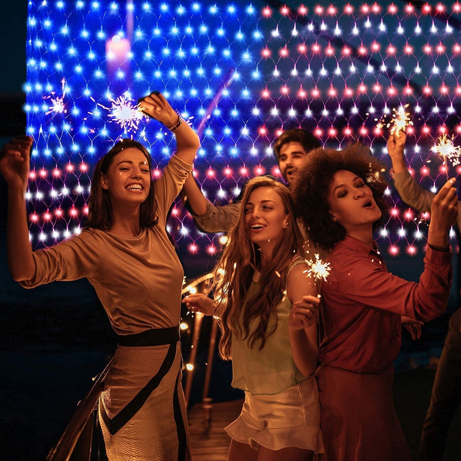 () American Flag Lights, Outdoor String Lights 420 LED Waterproof Led Flag... 07FC0E-D4 - KOEEK