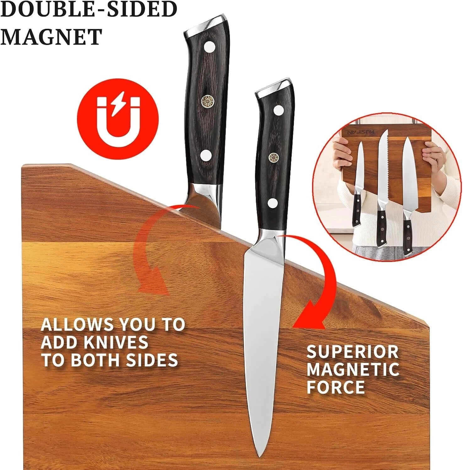 Magnetic knife block (without knife), magnetic universal holder, knife holder 07FC0E-D4 - KOEEK