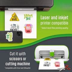 Printable Vinyl Stickers for Inkjet Printers-25 Sheets,Waterproof,Tear Resistant 07FC0E-D4 - KOEEK