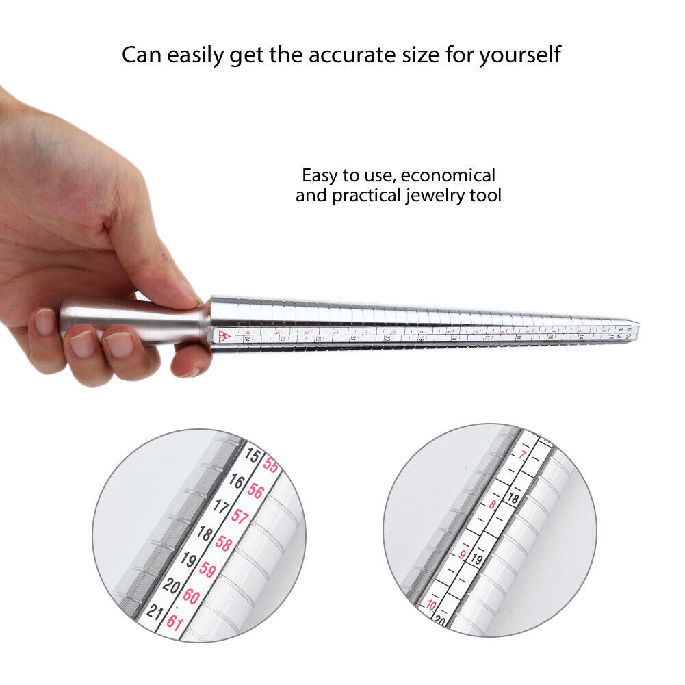 ny aluminiumslegering ring mandrel Stick Gauge Sizer Smykker måleverktøy
