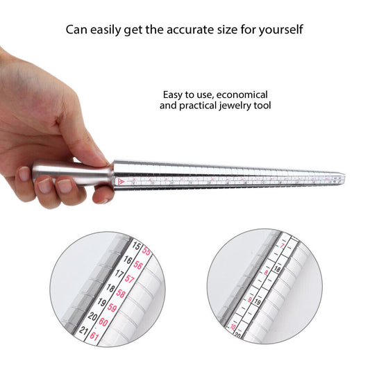 ny aluminiumslegering ring mandrel Stick Gauge Sizer Smykker måleverktøy