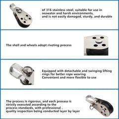 new 4PCS Stainless Steel Nylon Marine Pulley,Pulley Block Rope 4pcs, SILVER 07FC0E-D4 - KOEEK