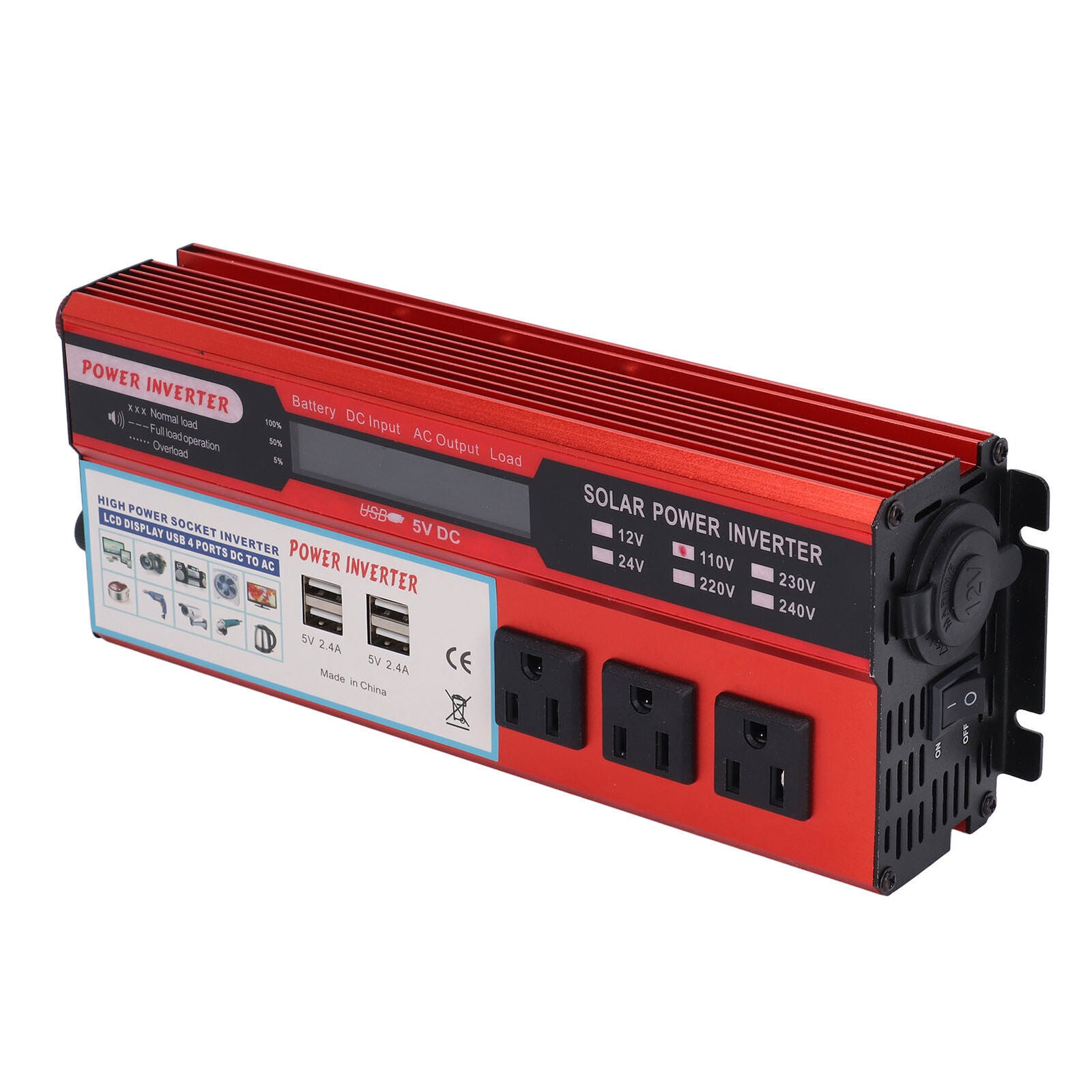 new 2000W Modified Sine  Car Inverter 4USB Ports LCD Digital Display Inverter US koeek - KOEEK