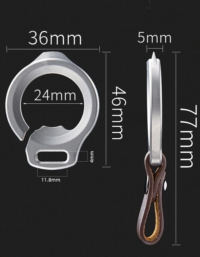 EDC Titanium Alloy + Leather Keychain Car Key Bag Portable Opener Crowbar Cutter EDC - KOEEK
