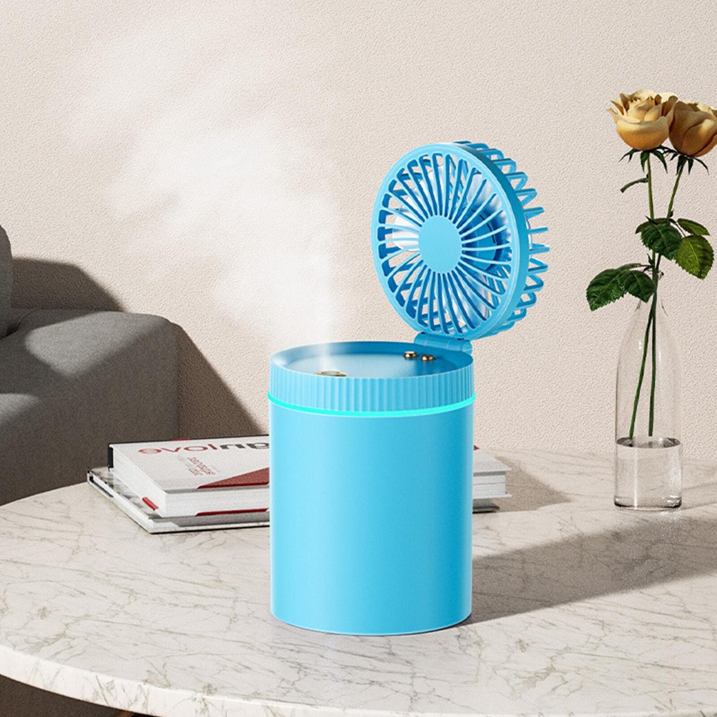 new Small Water Spray Mist Fan USB Powered  Portable Fan Cooling Air Humidifier koeek - KOEEK