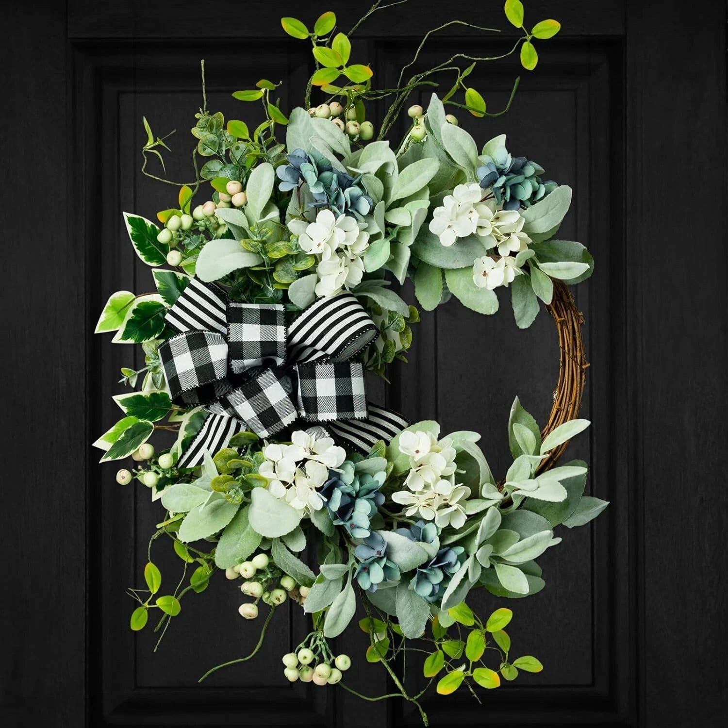 For front door wreath, 20-inch green farmhouse artificial wreath 07FC0E-D4 - KOEEK