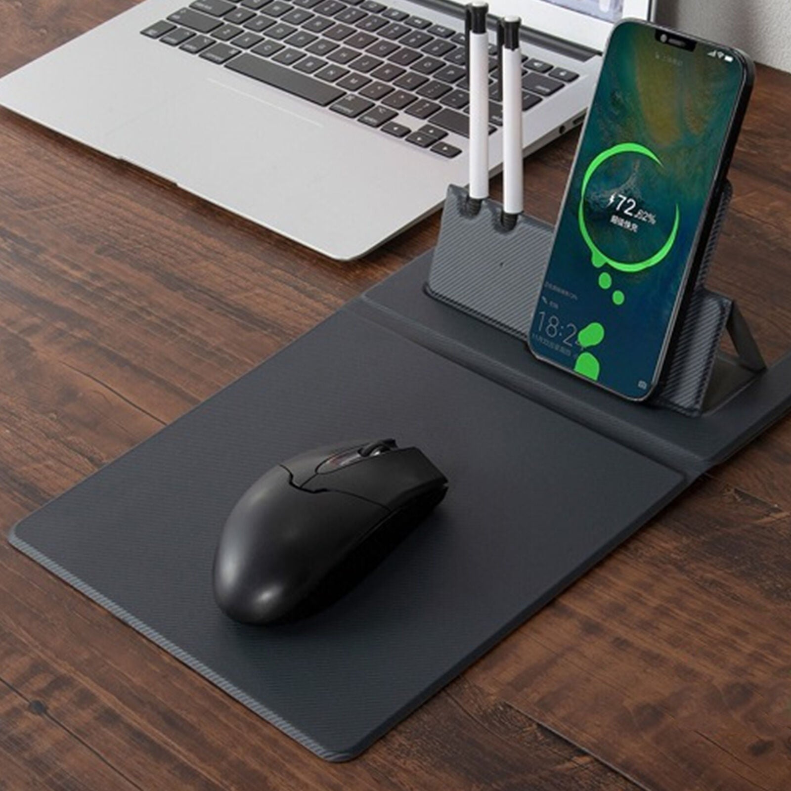 new Mouse Pad with Wireless Charger PU Leather Cordless Chargs Charging 15W physical koeek - KOEEK