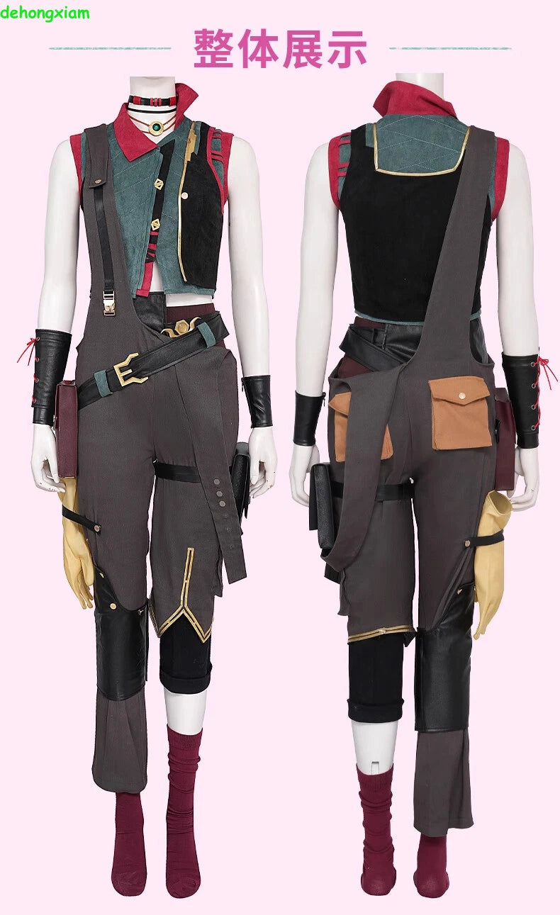 League Of Legends Arcane 2 Jinx Vest Pants Overalls Cosplay Costume Women Suit 07FC0E-D4 - KOEEK