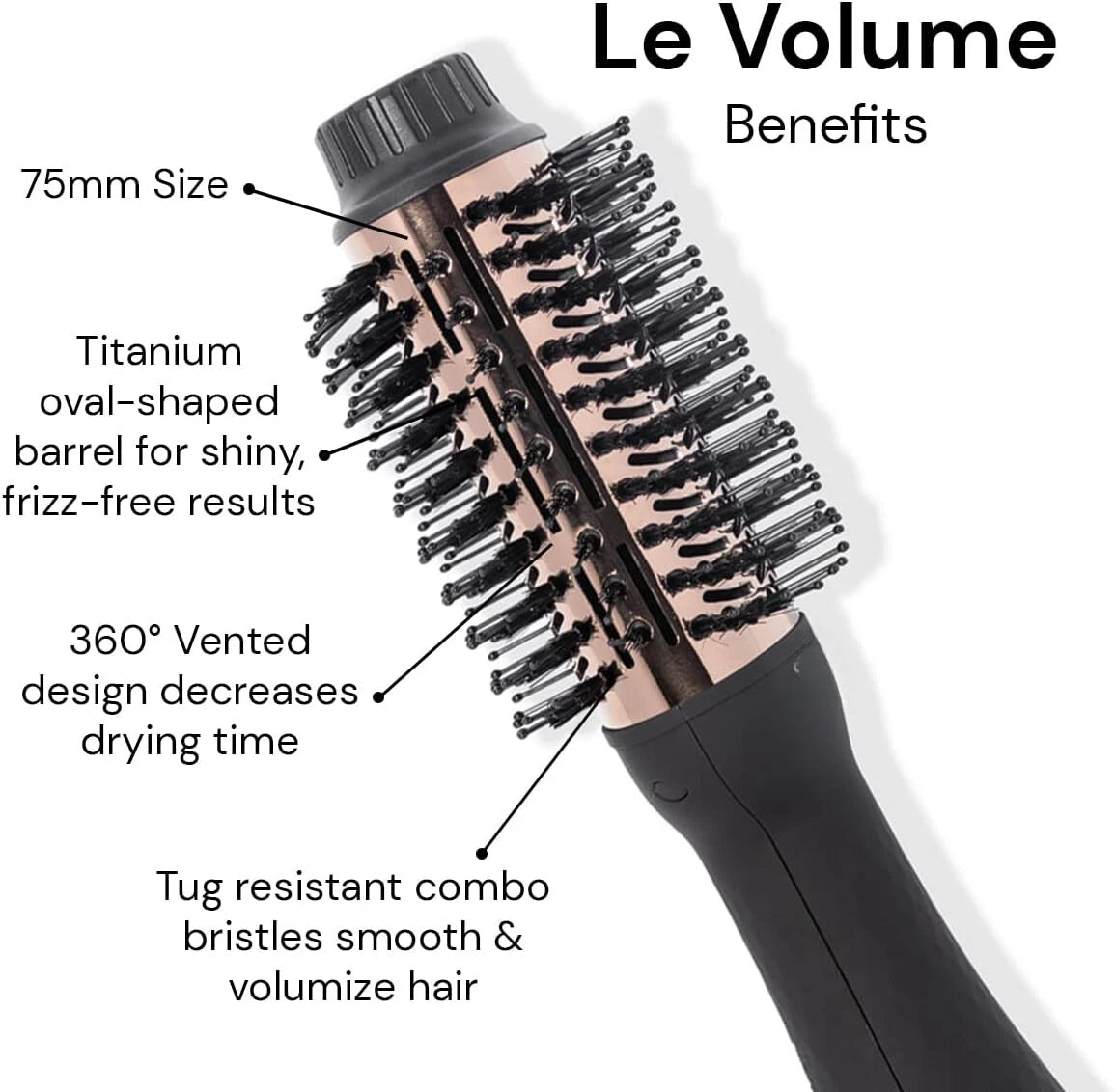 2 in 1 Titanium Hair Dryer Brush | 2 in 1 Hot Air Brush, (Black - 75mm) 07FC0E-D4 - KOEEK