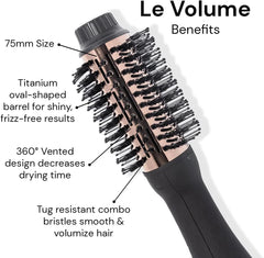 2 in 1 Titanium Hair Dryer Brush | 2 in 1 Hot Air Brush, (Black - 75mm) 07FC0E-D4 - KOEEK