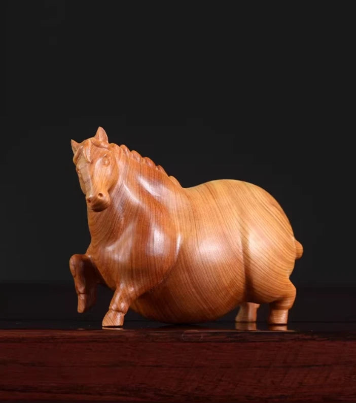Mascot Figurine of The Horse Zodiac Animal - Wood Carving of The Horse 07FC0E-D4 - KOEEK