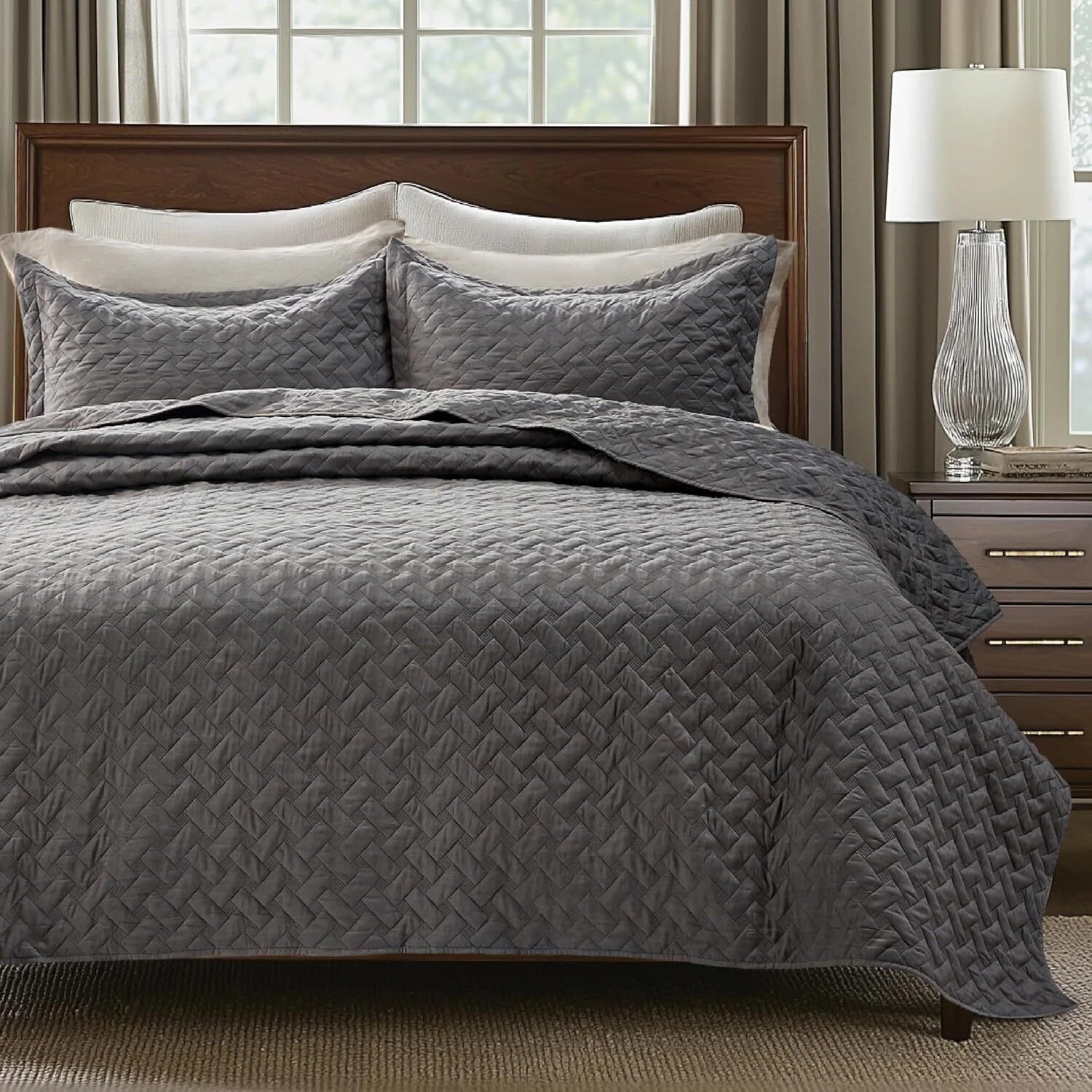 Quilts Queen Size - Lightweight Bedspreads Queen Size with Basket Weave Pattern 07FC0E-D4 - KOEEK