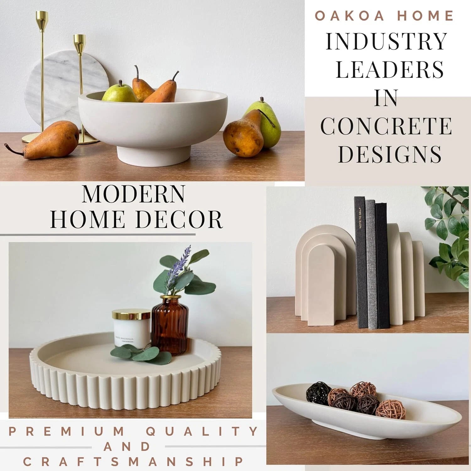 Concrete Fruit Bowls for Kitchen Counters Large Decorative Bowls for Home Décor 07FC0E-D4 - KOEEK