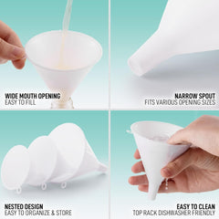new Zulay 3-Pieces Plastic Funnel Set - Large, Medium, and Small Kitchen White 07FC0E-D4 - KOEEK
