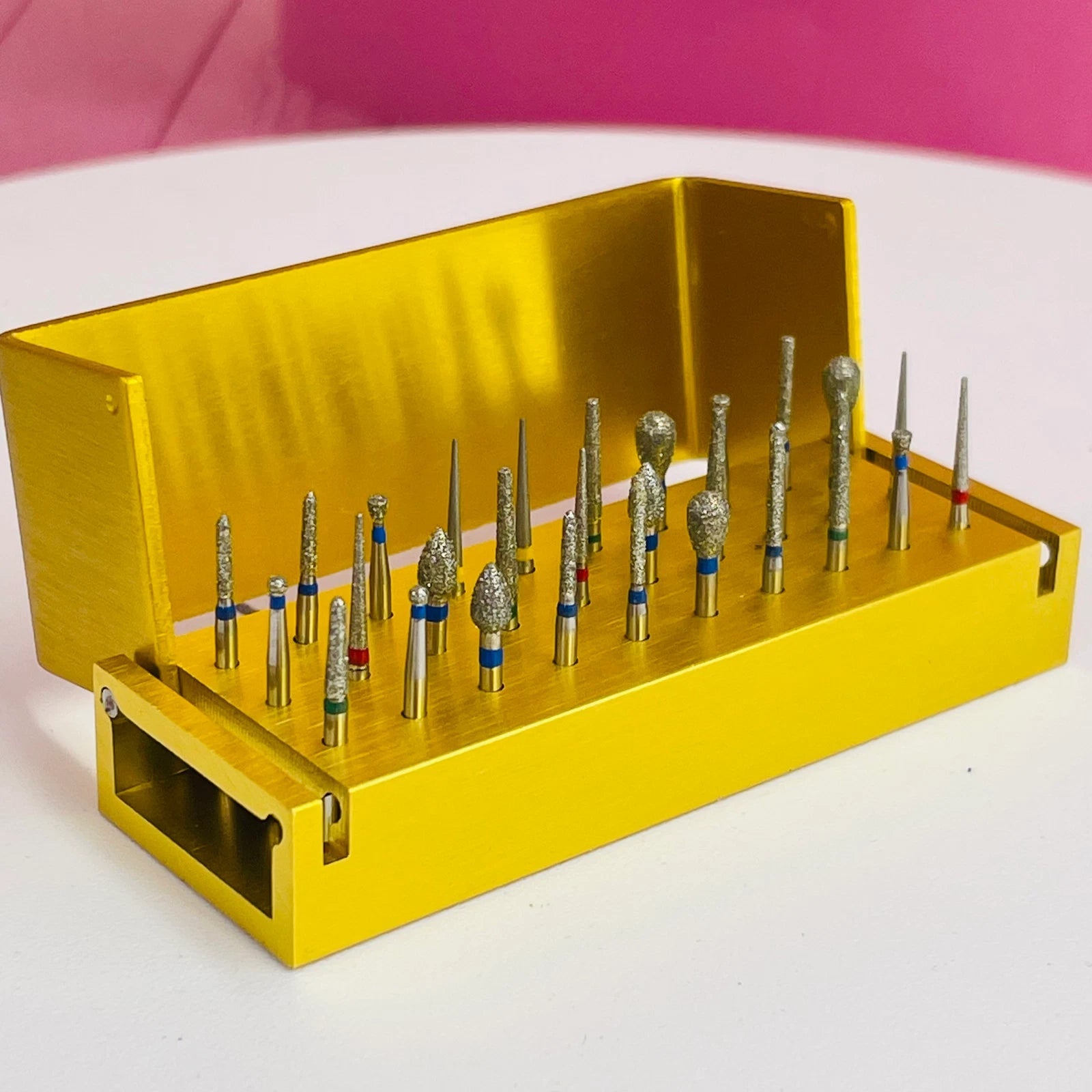30pcs Dental Diamond Burs Drill+Disinfection Bur Block High Speed Handpiece Kit 07FC0E-D4 - KOEEK