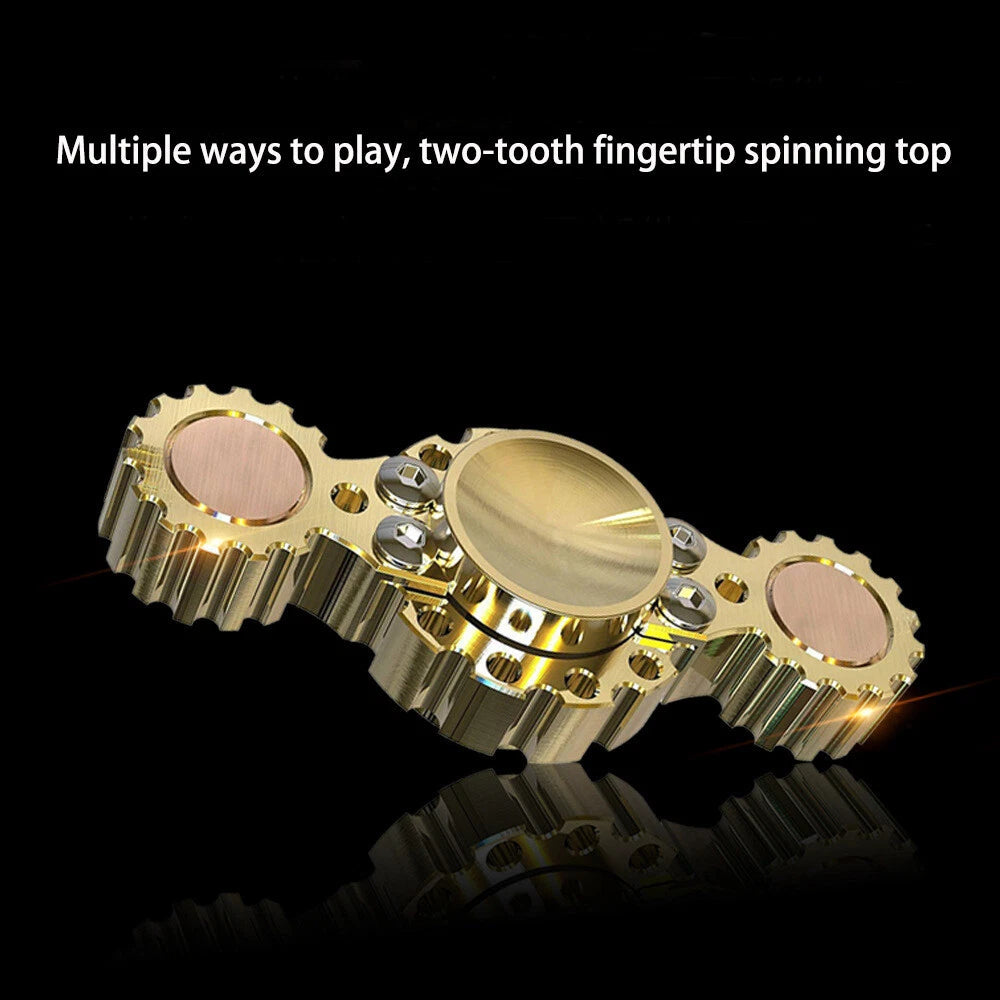 EDC Gear Brass Gyroscope Toy Fingertips Spinning Top Gearwheel DIY Gyro Toy Gift 07FC0E-D4 - KOEEK