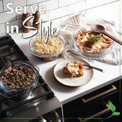 Casserole dish set, set of 3 casserole dishes with lids, round glass cookware 07FC0E-D4 - KOEEK